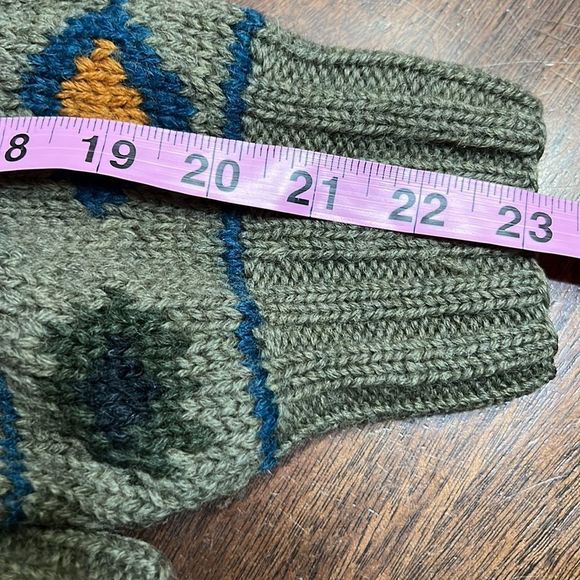 Vintage Boston Traders Hand knit Limited Ed Green Grandpa Cardigan Sweater Sz M - Picture 12 of 12